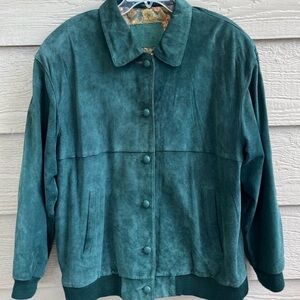 Vintage Hunt Club Suede Bomber Jacket – Forest Green